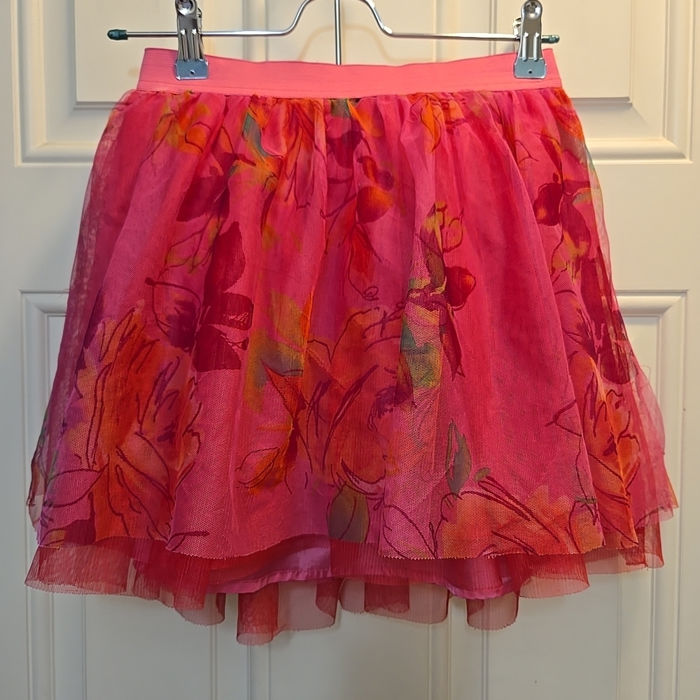 GAP Vibrant Pink Floral Skater Skirt
